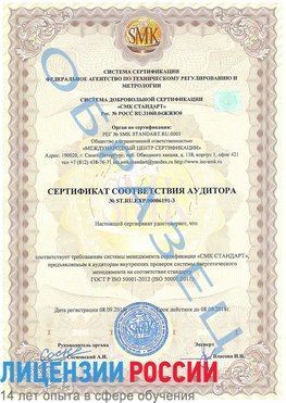 Образец сертификата соответствия аудитора №ST.RU.EXP.00006191-3 Котельниково Сертификат ISO 50001